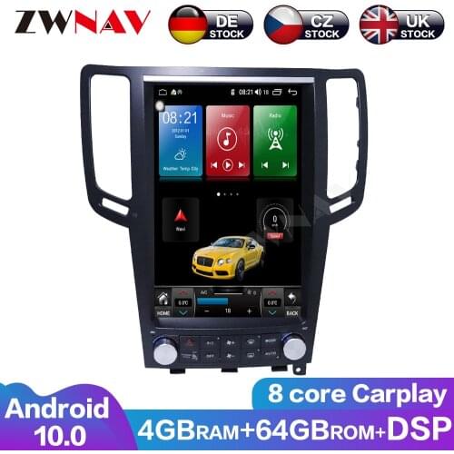4+64G 12 Inch ISP Screen Android 10 With Carplay DSP For Infiniti QX70 2012-2019 Car Multimedia Player GPS Navigation DVD Player