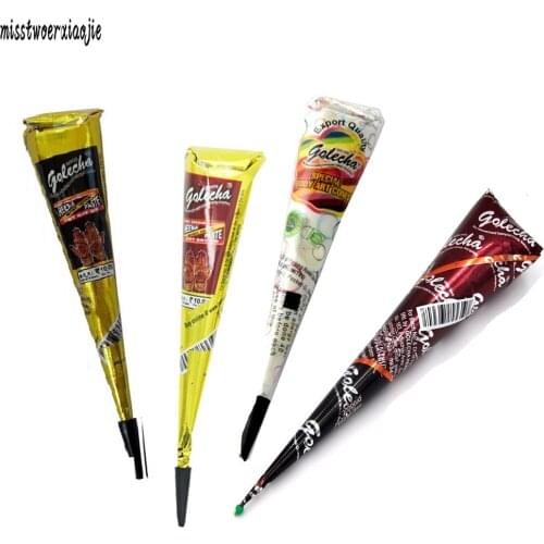 4pcs/lot Body Art Paint Natural Indian Tattoo Henna Paste for Body Drawing Black and white brown Henna tattoo 25g Tattoo cream