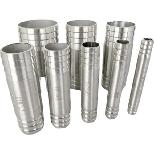 6 8 10 12 -51mm Equal Hose Barb x 75-200mm Length 304 Stainless Steel Hosetail Connector Coupler Fitting