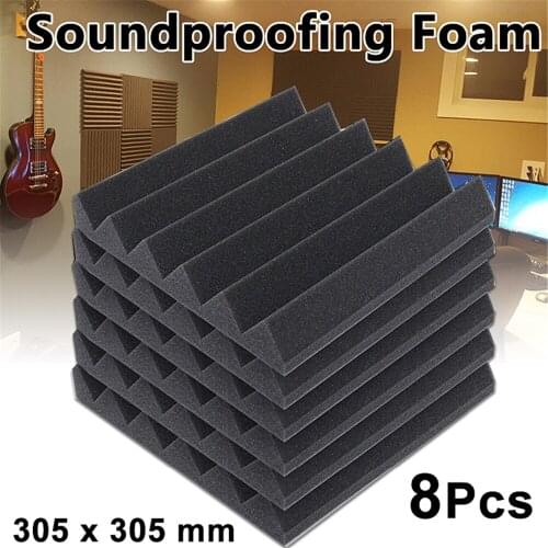 8PCS Soundproofing Foam 305x305x45mm For KTV Recording Studio Black Soundproofing Foam Acoustic Treatment Insulation Noise Pad