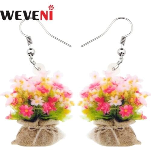 WEVENI Acrylic Gift Floral Cosmos Calliopsis Flower Earrings Drop Dangle New New Trendy Plant Jewelry For Women Girls Dropship