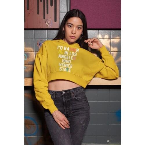 Angemiel Wear İ Would Rather Los Angeles Yellow Short Hooded Sweatshirt