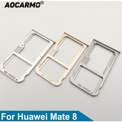 Aocarmo Grey/Silver/Gold SD MicroSD Holder Nano Sim Card Tray Slot For HUAWEI Mate8 8 NXT-AL10 Replacement Part