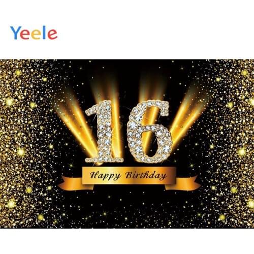 16 18 30 40 50 60th Birthday Party Gold Dots Glitter Shiny Photography Backdrop Vinyl Photographic Background For Photo Studio