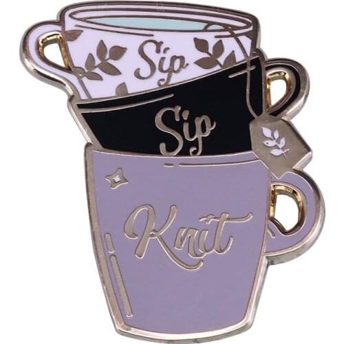 Best partner pin creative knitters and tea lovers accessory
