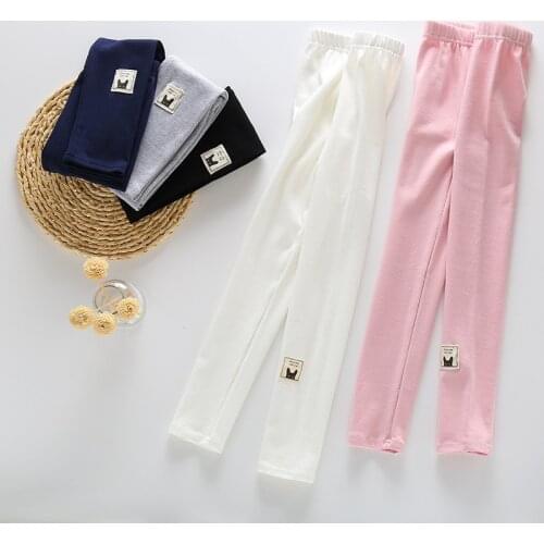 Kids Cotton Leggings Solid Colors Sports Trousers Girl Leggings Children Baby Girl Casual Pants Skinny Patchwork Leggings