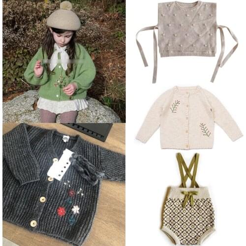 Kids Sweaters 2021 New Winter Autumn Brand Design Girls Cute Fashion Knit Cardigan Infant Baby Child Cotton Outwear Clothes Tops
