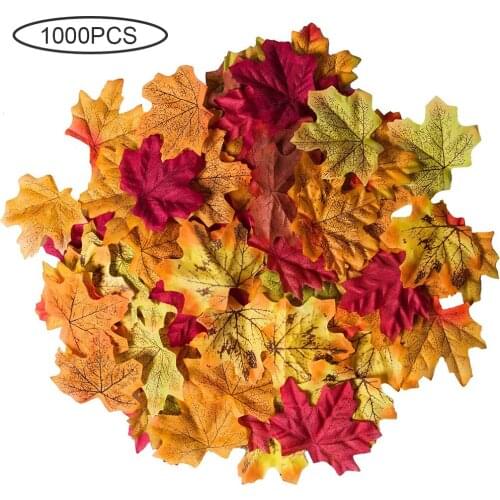 1000Pcs Artificial Maple Leaves Simulation Of Decorative Maple Leaves Fake Autumn Leaves For Home Wedding Party Decoration Sweet