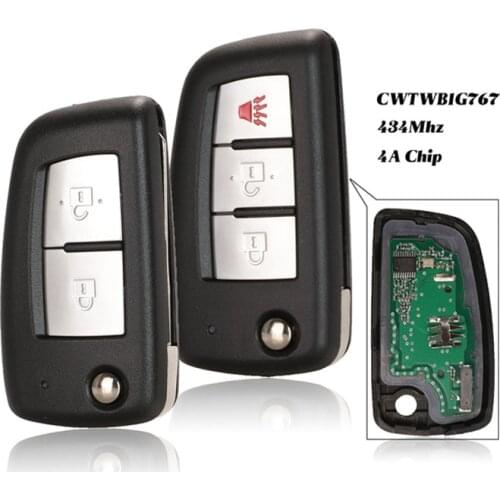 Jingyuqin CWTWB1G767 Flip Car Remote Key Fob 2/3 Buttons 433MHz 4A PCF7952E Chip For Nissan Rogue 2014 2015 2016 2017 2018