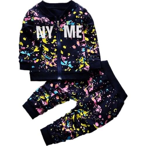 Kids Baby Girl Clothes Set Print Ink Clothing Suits Long Sleeve Sweatshirt Long Pants Toddler Autumn Tracksuit Children Clothing
