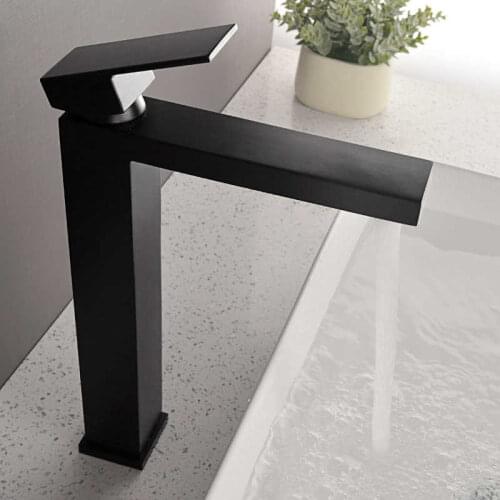 Tape from the black basin waterfall brass mixer faucet from the bathroom faucet from the single basin, hot and cold mixing hole