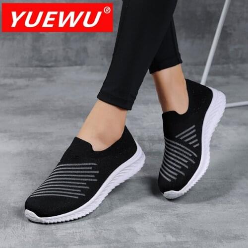 YUEWU Flying Mesh Surface Light Walking Shoes Women’s Shoes That Can Breathe Wear Resistant MD Bottom