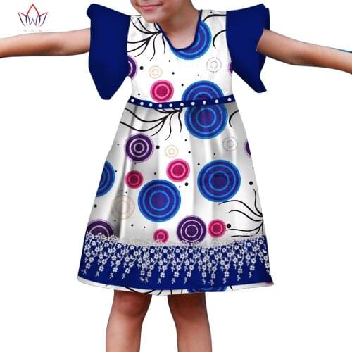 Summer Children African Clothes Customized Girl Fashion Dress African Dashiki Print Clothing Girl Peal Skirt Causal Party WYT342