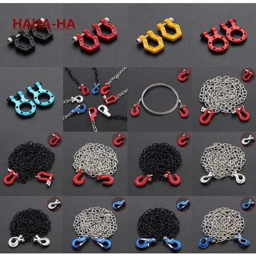 Metal CNC Trailer Hook Winch Hook With Trailer Chain Accessories for 1/10 RC Car Axial SCX10 Traxxas TRX4 D90 Tamiya CC01