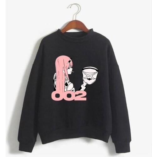 Kawaii Zero Two Hoodies Darling in the Franxx Anime Hooded Sweatshirts Women and Mens Casual Loose Pullovers Unisex Hooded Tops