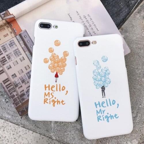 Cute Balloon Phone Case For Apple iPhone 7 6 6s Plus Fashion Mr Right Lovers Hard PC Cases Back Cover For iPhone X 8 Plus Covers