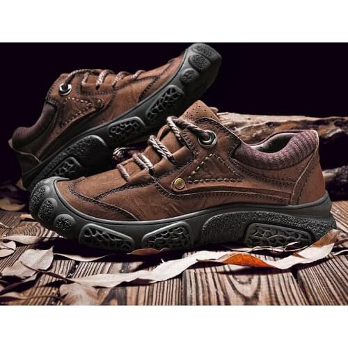 Quality Tactical Shoes Men Genuine Leather Soft Rubber Mens Sneakers Outdoor Trekking Mountain Hiking Boots
