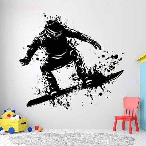 Ski wall stickers personalized ski extreme sports games home bedroom ski club decoration splash ink art vinyl decals YD9