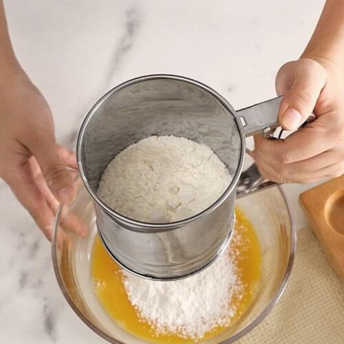 Stainless Steel Flour Sifter With Hand Press Double Layers Sieve Baking Sieve Cup Sifter For Baking Flour Sifter Sieve