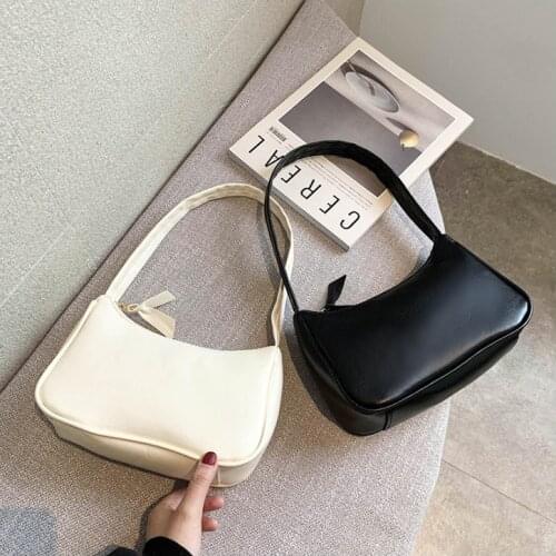 New Pu Leather Soft Shoulder Bag Women Black 2020 Handbags Luxury Designer Small Vintage Hobo Women Zipper Shoulder Bags Fashion