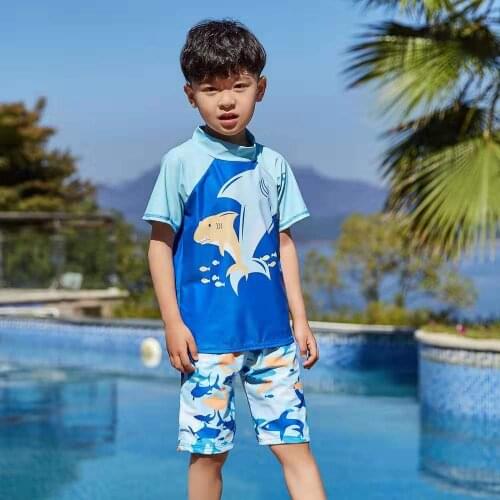 New Boy Kids Swimwear Cute Children Cartoon Swimsuit Swimming Clothing Toddler Beachwear Rash Guards