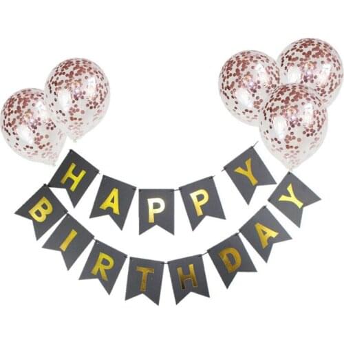 Happy Birthday Banner Confetti Balloons Letter Banner Birthday Party Decorations Boy Girl Kids Party Favors