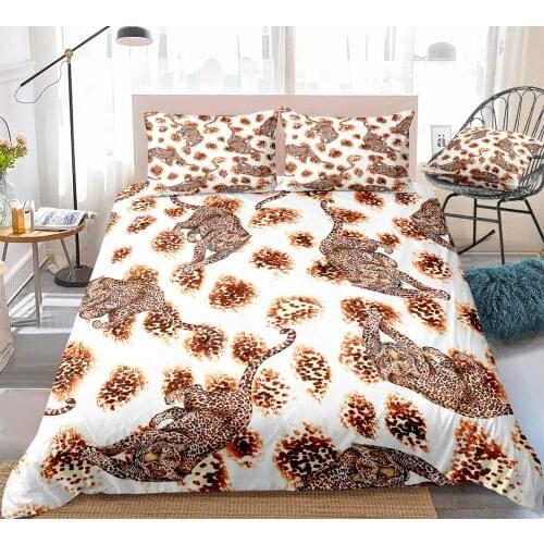 Leopard Bedding Set Animal Bed Linen Wild Life Duvet Cover Set Zoo Animal Bedclothes Kids Teens Home Textile Microfiber Bed Set