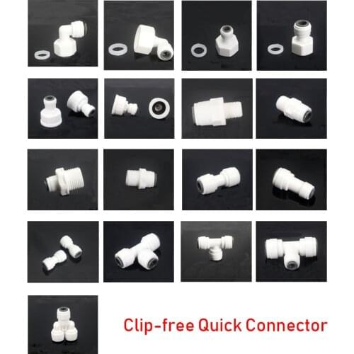 1/4" 3/8" OD Hose Tube 1/4" 1/2" 3/4" 1/8" Plastic Pipe Quick Connectors RO Water Connector Fittings Reverse Osmosis System