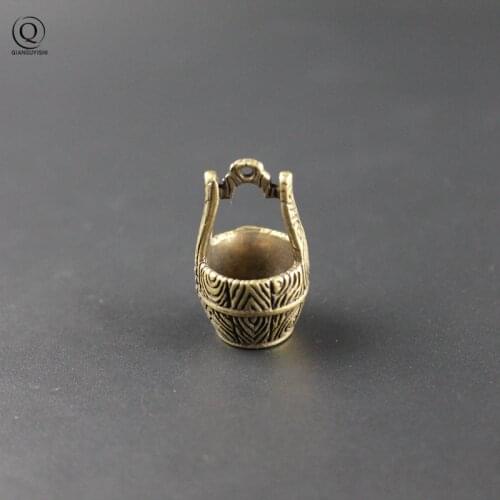 Cute Barrel Figurine Brass Car Key Chain Creative Pendant Jewelry Men Women Children Keychain Pure Copper China Style Key Gift