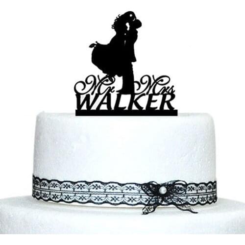 Wedding Cake Topper Custom for Birthday Decoration Party Cake Toppers Personalized Name Groom Hug Bride Mr and Mrs Design Cake
