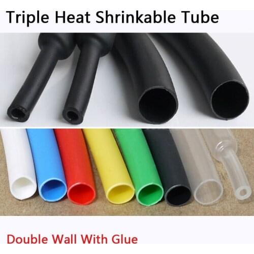 3:1 Shrink ∅1.6mm Double Wall Heat Shrinkable Tube With Glue Black White Red Green Yellow Blue Transparent Sealed And Waterproof