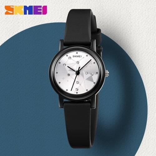 SKMEI Thin Light Girls Quartz Watches Rainstone Dial Creative Women Quartz Wristwatches PU Leather Waterproof Ladies Watch 1659