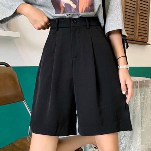 Shorts Women 2021 Summer Plus Size 4XL Red Black Female Korean Wild Loose Harajuku High Waist Wide Leg Short Pants Y104