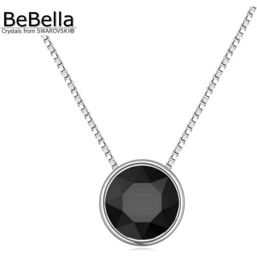 BeBella 0.8cm Xirus Chaton round stone pendant necklace with black Crystals from Swarovski for women girls fashion gift