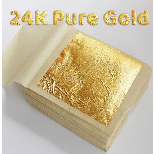 24K 10Pcs Gold Leaf Edible Gold Foil Sheets For DIY Cake Decoration Arts Crafts Gilding Design Paper Gift Wrapping Scrapbooking