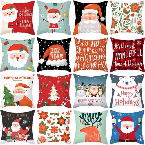 1pc Santa Claus Snowman Deer Cushion Cover Merry Christmas Happy New Year Square Pillow Cases Sofa Pillows Covers for Home Decor