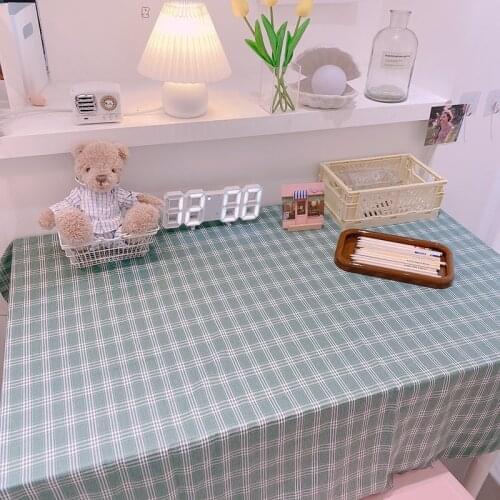 1pc Table Cloth Cotton Linen Table Cover Plaid Grid Pattern Rectangle Tablecloth for Party Decor Tablecloths Home Decoration