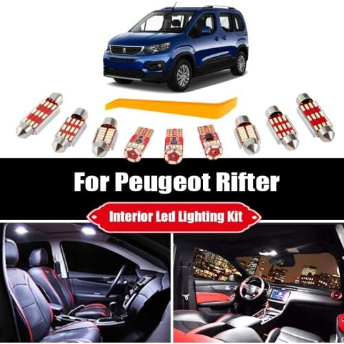 10Pcs Canbus For Peugeot Rifter Minivan 2018-2020+ Vehicle LED Interior Map Dome Trunk Light License Plate Lamp Kit Accessories