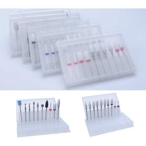 10pcs/set Ceramic Nail Drill Bit Electric Milling Cutter Polish Rotary Burr Milling Cutters Equipment Accessory Nail Art Tool