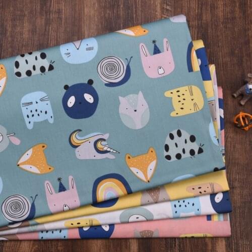 160x49cm Lovely Cartoon Fox Bear Twill Cotton Sewing Fabric, Making Clothes Bedding Home Decoration Cloth