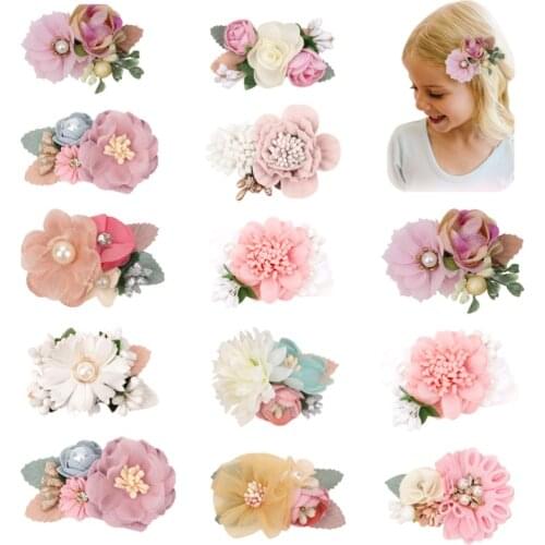 3Pcs/Set Baby Artificial flower Hairclips Floral Headwear Girl Kids Sweet hairpins hairgrips Bebe Headwear Hair Accessories Hot