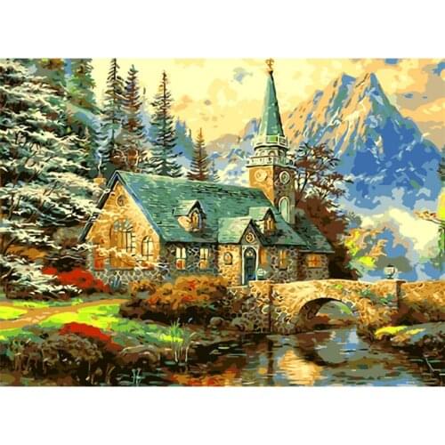 5D Diy Diamond Painting Cross Stitch Landscape House&Bridge Full Rhinestones Mosaic Inlay Diamond Embroidery Handcraft