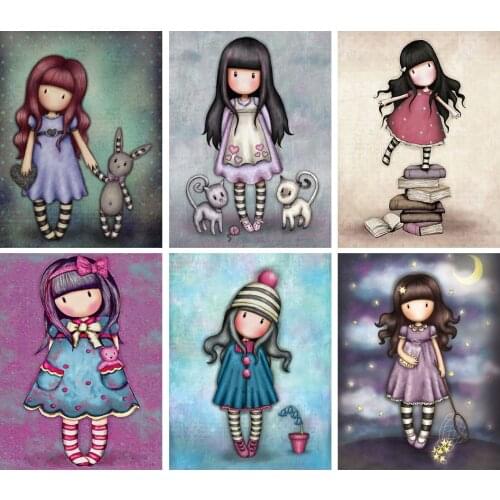 5D DIY Diamond Painting Cartoon little girl doll Full Drill Embroidery Cross Stitch Mosaic Kit Home Decor Christmas Gift for kid