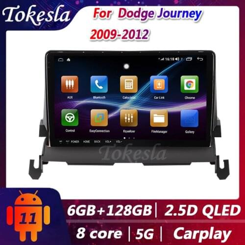 Tokesla Car Radio For Dodge Journey Android 11 Audio Central Multimedi Dvd Player GPS Navigation Bluetooth carplay 5G 2009-2012