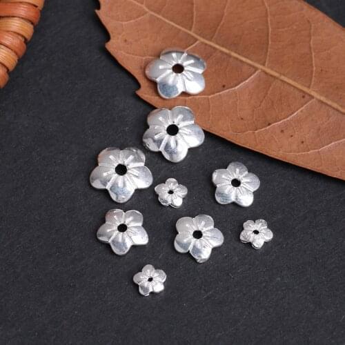 1Pc 925 Sterling Silver Carved Flower Beads Caps Carved Flower Caps For Necklace Bracelet Connector DIY Jewelry Makings 925186