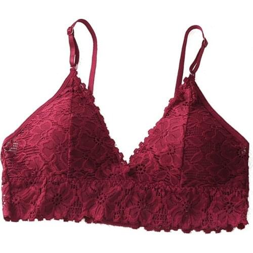 Women French Lace Triangle Cup Bra without Steel Ring Underwear Beauty Back Wrapped Chest Comfortable Brassiere New Wire Free