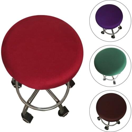 Round Chair Cover Elastic Bar Stool Cover Anti-Dirty Seat Cover Solid Color Removable Chair Protector Home Office Decor