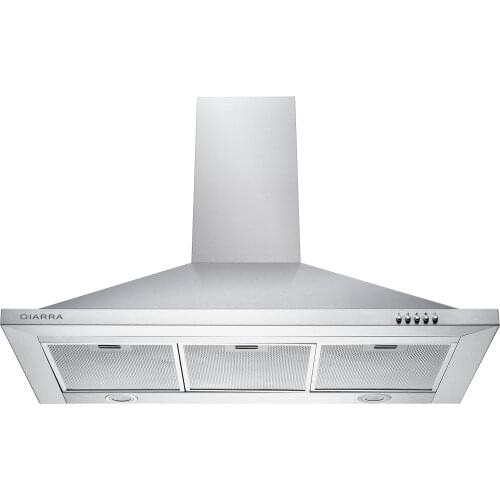 CIARRA CBCS9301 Chimney Cooker Hood 90cm Stainless Steel Kitchen Extractor Fan Hoods Silver [Energy Class C]