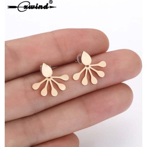 Cxwind New Geometric Drops Ear Jackets Gold Jacket Earrings Front Back Two Sided Earrings Statement Teardrops Jewelry Oorbellen