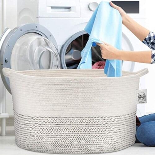 Baby Laundry Basket Woven Sundries Storage Organizer With Handle Picnic Dirty Clothes Basket Box Children Toy Storage Bucket